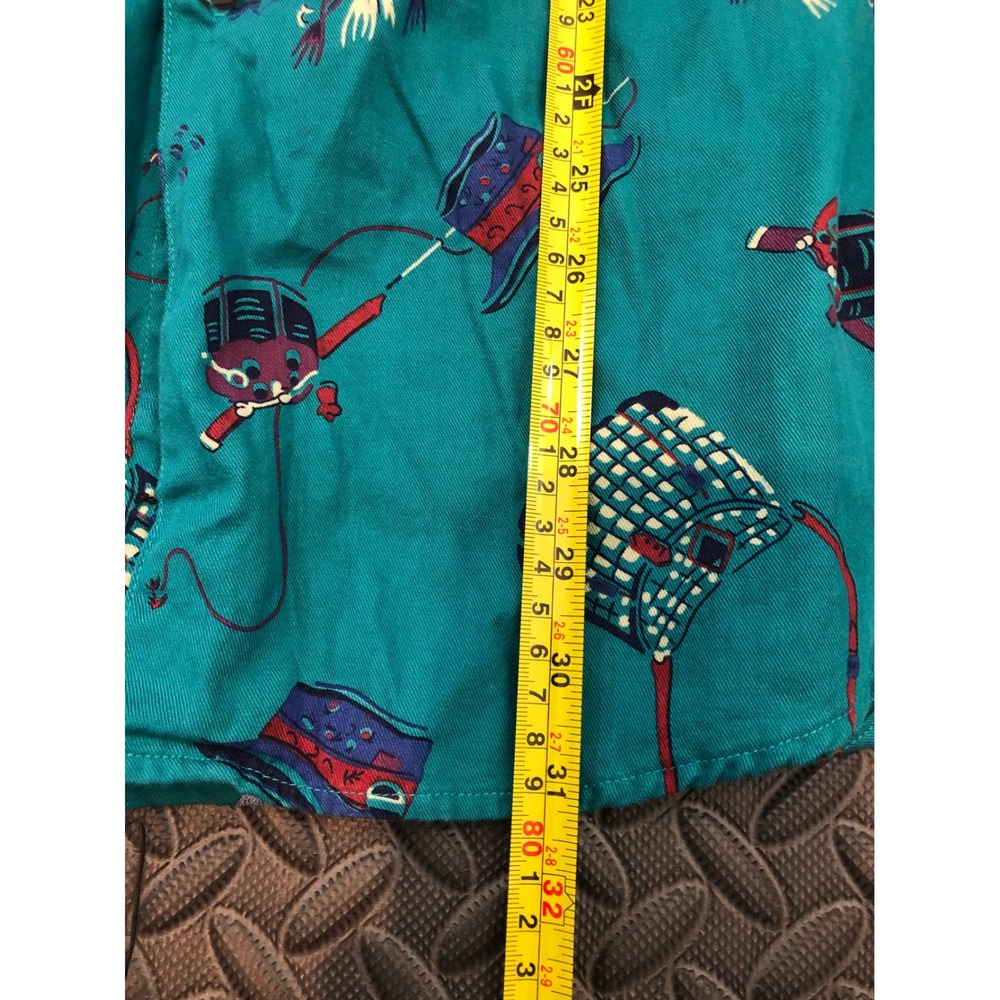 Gap Button Down Shirt‎ Mens XL Teal Vintage Fly Fishing Print Cotton Long Sleeve - Picture 7 of 9